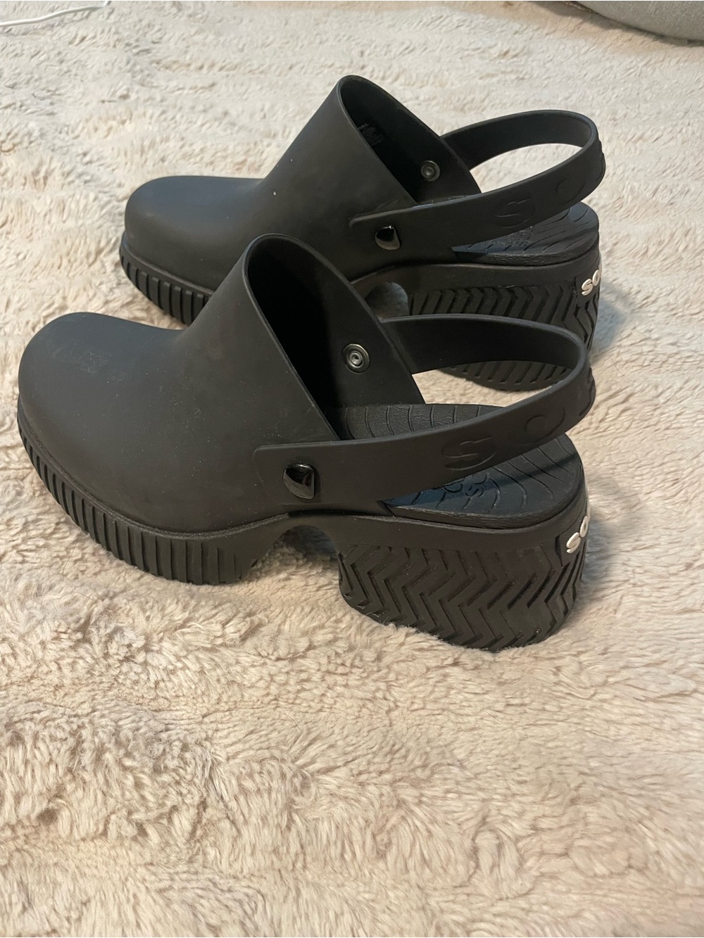 Sorel Black Platform Mule Clogs with Back Strap - Picture 8 of 8